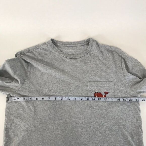 Vineyard Vines Crew Neck Football Tee Men's Medium Gray Long Sleeve 100% Cotton - Picture 12 of 15
